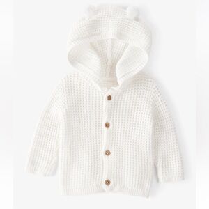 Carter's White Knit Baby Sweater with Hood